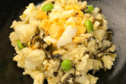 明太高菜と枝豆のポテトサラダ