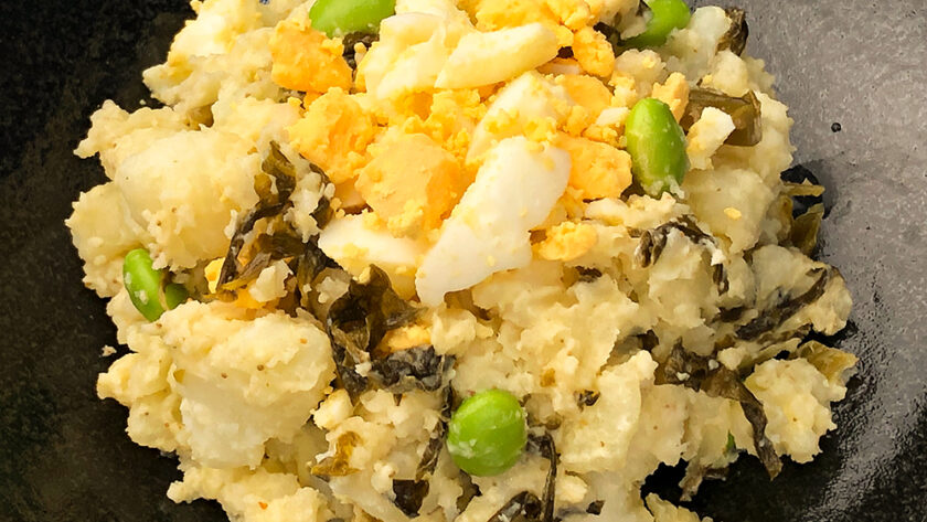 明太高菜と枝豆のポテトサラダ