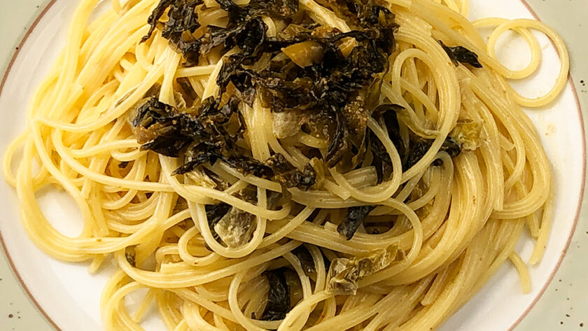 明太高菜のクリームパスタ