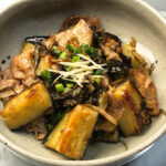 茄子と豚バラ肉の高菜味噌炒め